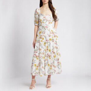 Lucy Paris Floral Puff Sleeve Tiered Maxi Dress - sz Small